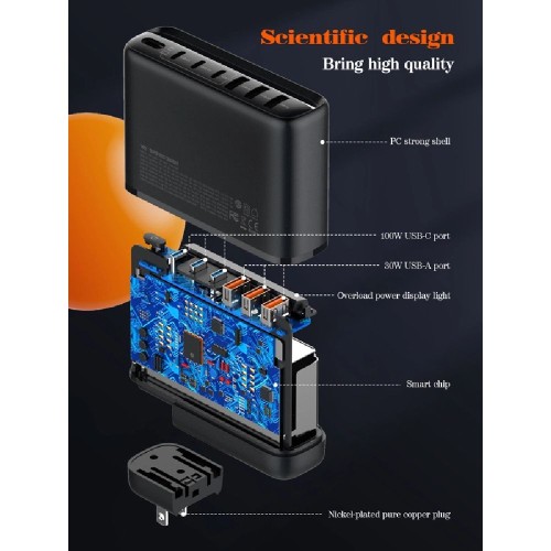 USB CHARGER  A6140C 140W GAN 3xUSB-A & 3xUSB-C BLACK